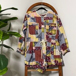 Free People SMALL Roads Forever Patchwork Quilt Shortall Romper